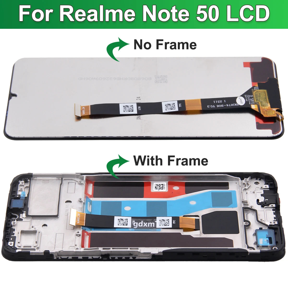 6.74" Screen for Realme Note 50 RMX3834 Lcd Display Digital Touch Screen with Frame for OPPO Realeme Note 50 Screen Replacement OPPO phone repair parts