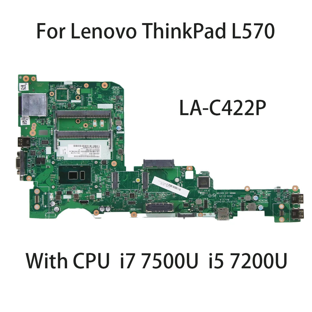 Laptop Motherboard For Lenovo ThinkPad L570 UMA LA-C422P With CPU i7 7500U i5 7200U FRU:01YR408 01ER207 01ER215 01ER217 01ER211 Lenovo laptop repair parts