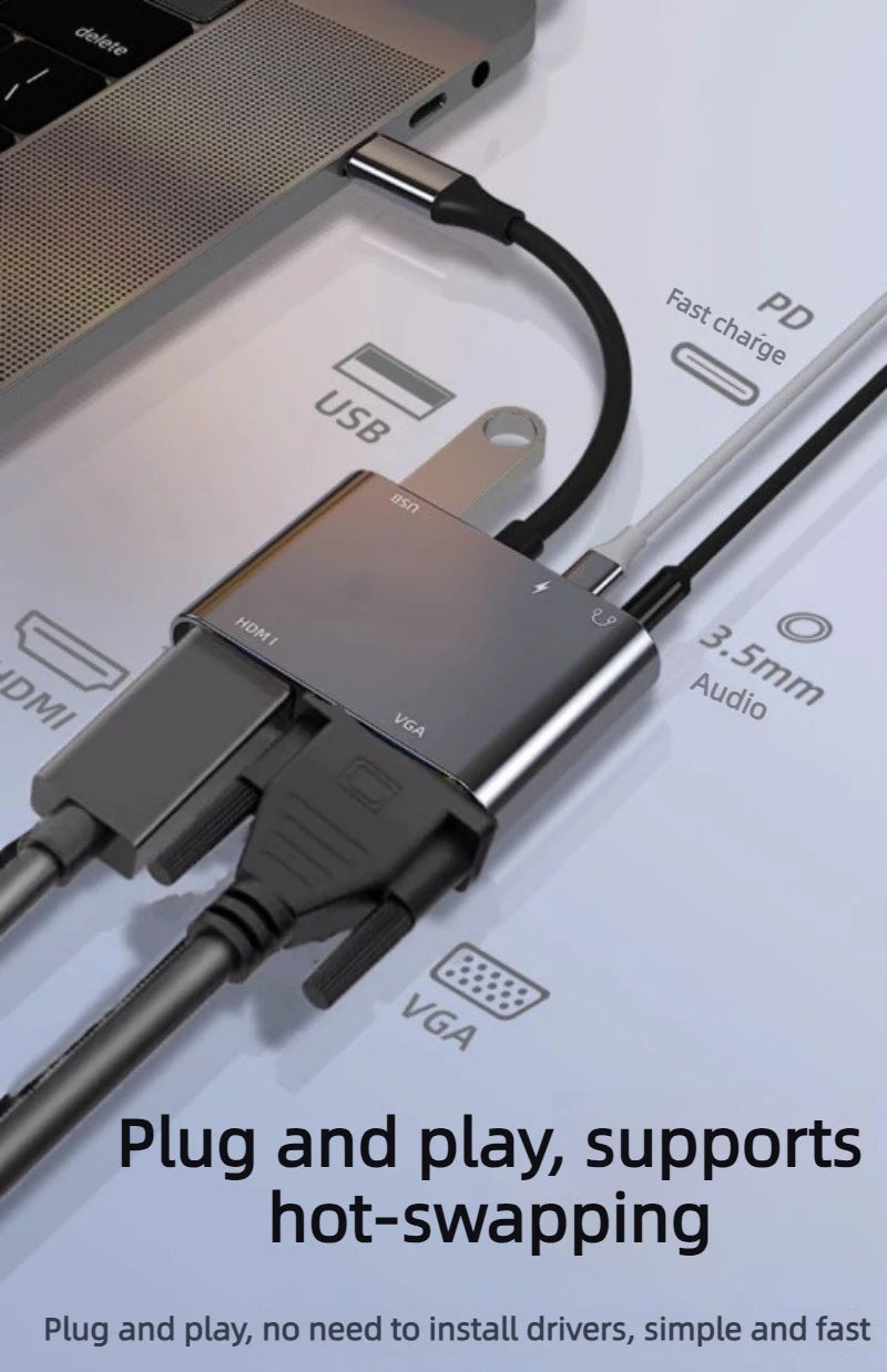 8K 4K 2K 30/60/240Hz USB Type C Docking Station to HDMI VGA RJ45 Adapter USB 3.0 HUB Splitter For Laptop phone Laptop Accessories