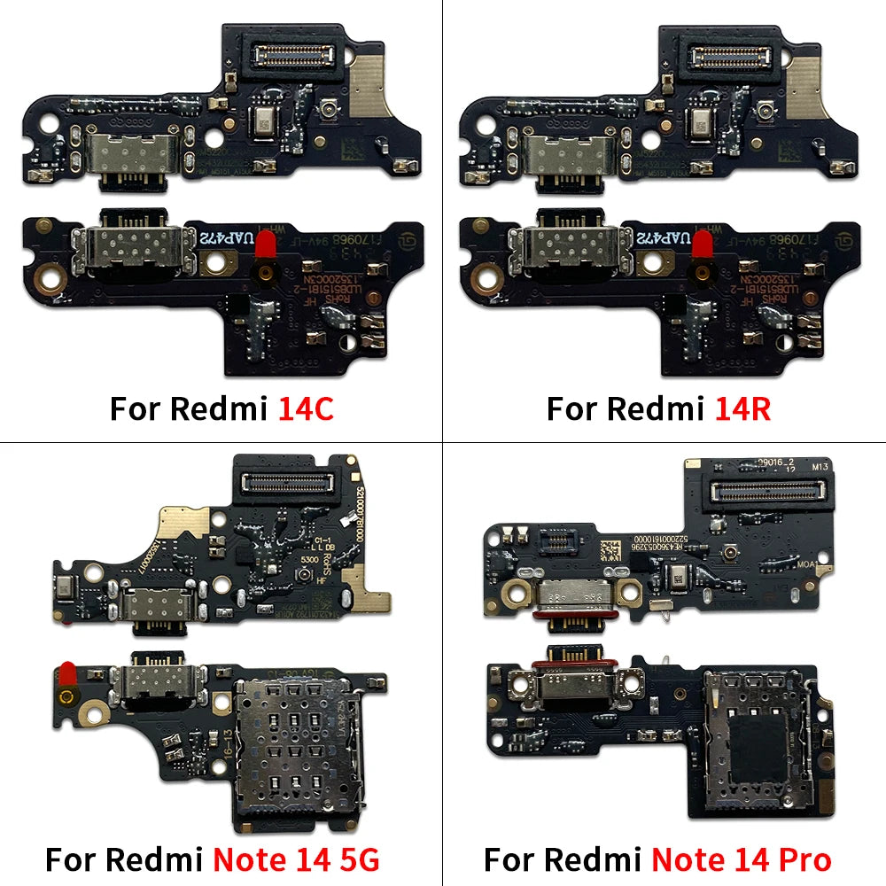 USB Charging Port Board Flex Cable Connector For Xiaomi Redmi Note 14 Pro Plus 4G 5G / Redmi 14C 14R Microphone Module Xiaomi  Xiao mi phone repair parts