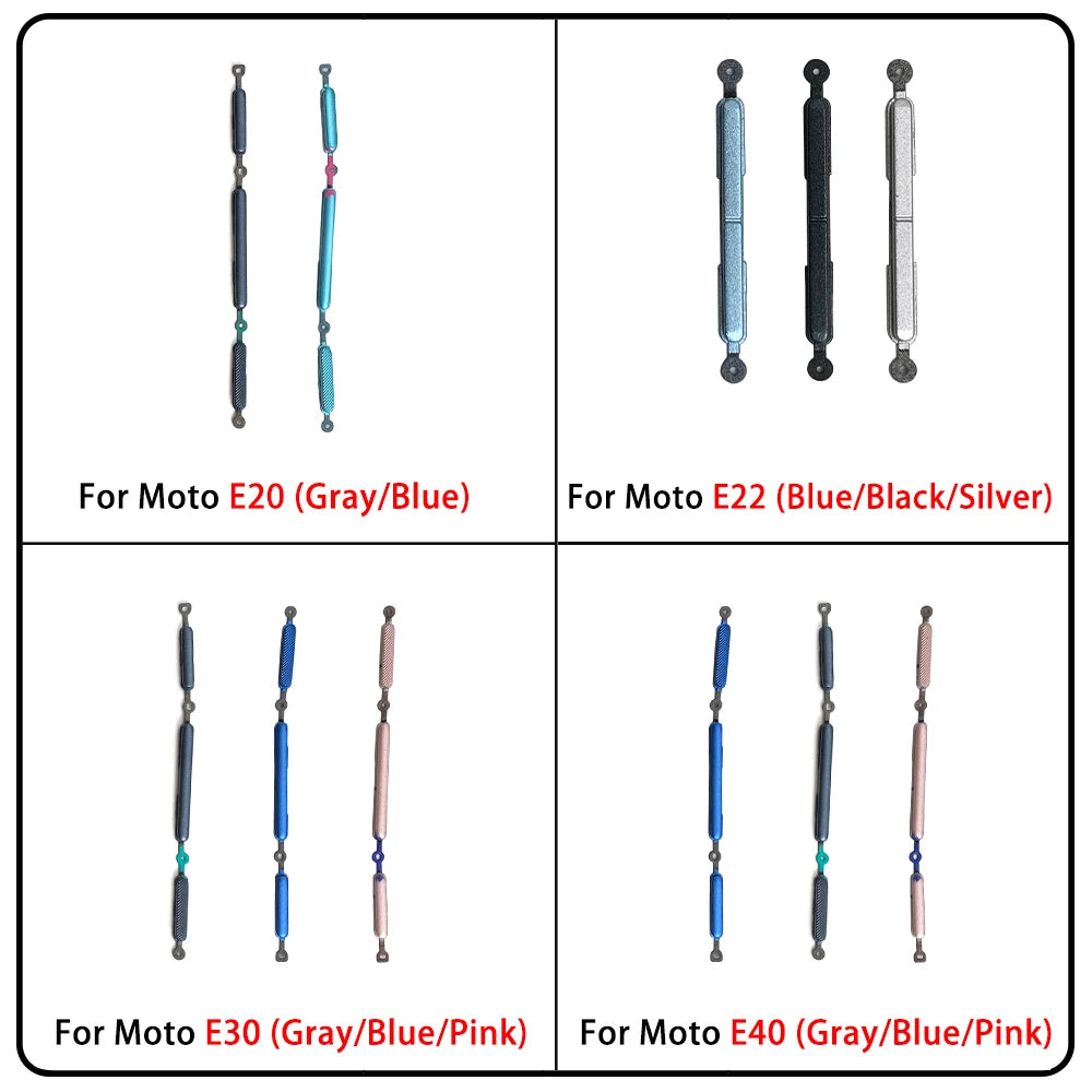 New For Motorola Moto E13 E14 E20 E30 E40 E22 E32 Side Power Key + Volume Button Replacement Parts Motorola phone repair parts