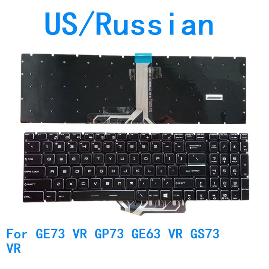 New US Russian Language  RGB Keyboard For MSI GE73 VR GP73 GE63 VR GS73 VR Notebook PC Replacement Keyboard MSI laptop repair parts