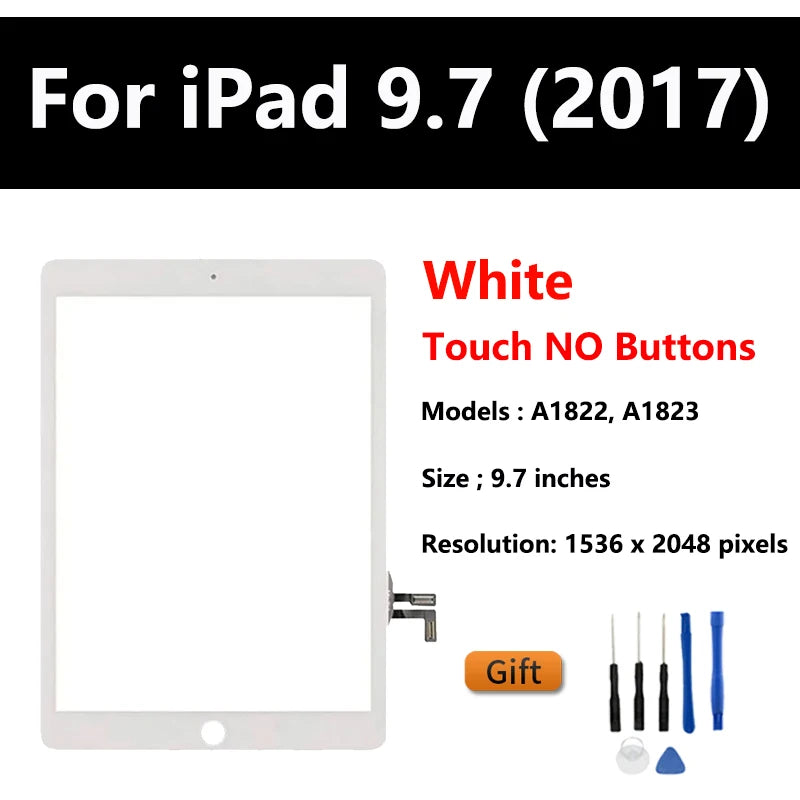A1822 Touch Screen For iPad 5 2017 A1823 Touch Screen For iPad 5th Generation Touch Panel Digitizer Front Glass With Home Button  iPad repair parts
