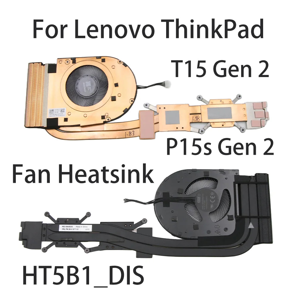 Original For Lenovo ThinkPad T15 Gen 2 P15s Gen 2 Laptop Fan Heatsink CPU Cooler Cooling Fan HT5B1 FRU:5H41B77167 5H41B77168 DIS Lenovo laptop repair parts