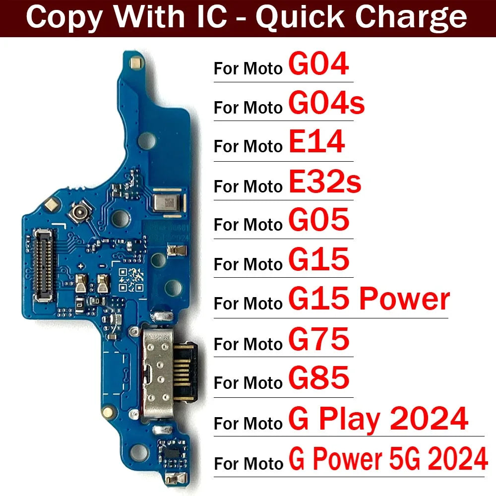 USB Charging Port Dock Charger Connector Board Flex Cable For Moto G04 G04s E14 E32s G05 G15 G45 G85 G75 G Play Power 5G 2024 Motorola phone repair parts