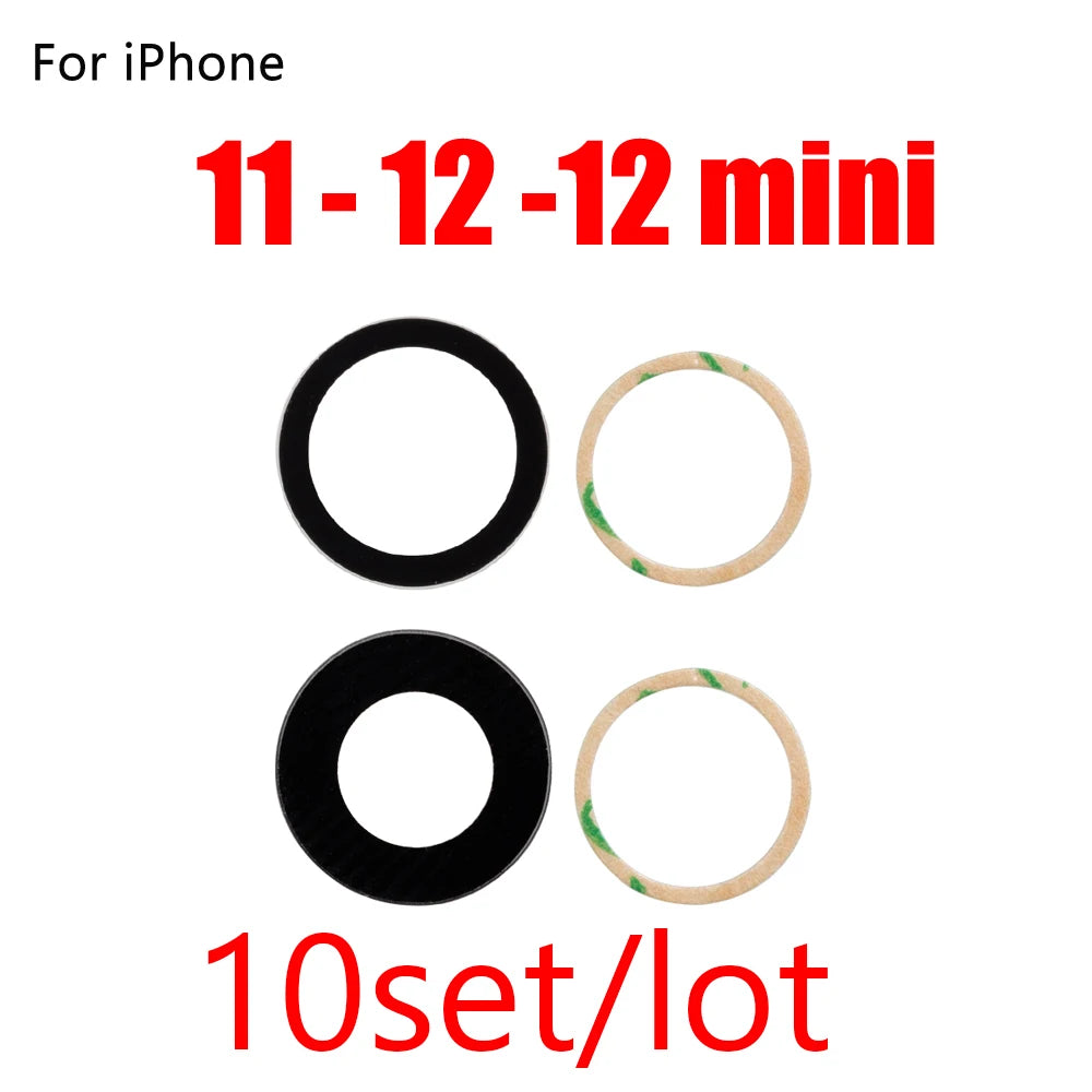 10pcs Rear Back Camera Lens Glass for iPhone 14 13 Pro Max 12 11 ProMax Mini XR XS XSMax X 7 8 Plus 6 6s SE with Glue Sticker iPhone phone repair parts