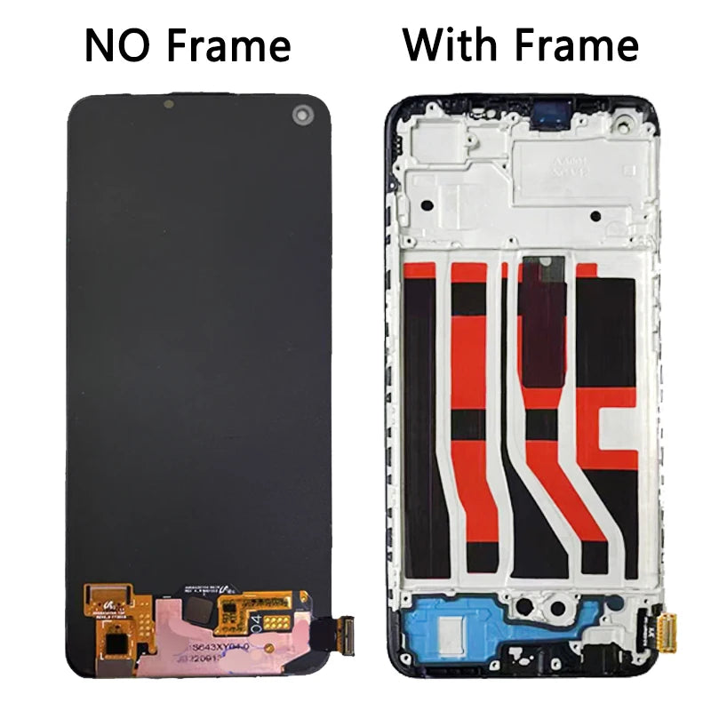 6.43" New AMOLED For OPPO A74 4G CPH2219 LCD Touch Screen Digitizer Assemby Replacement For OPPO A74 4G Display With Frame  Oppo phone repair parts