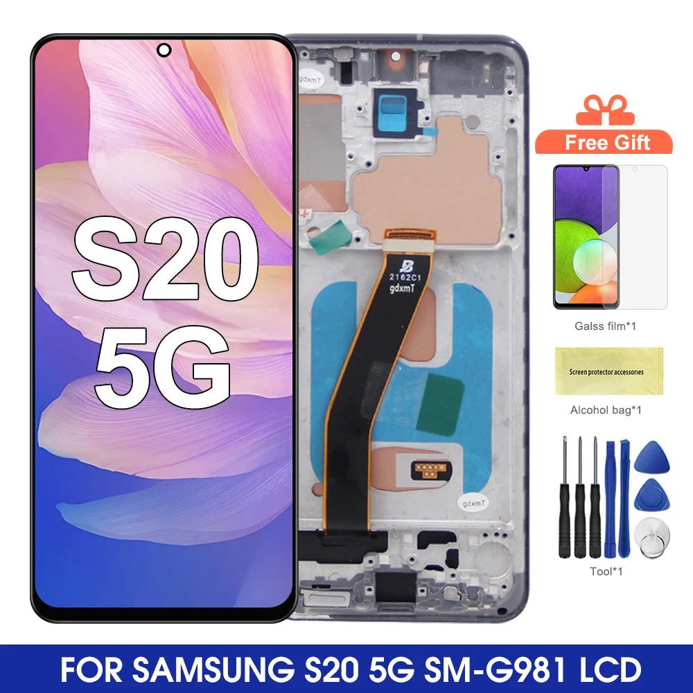 TFT S20 5G For Samsung S20 5G G981 G981F SM-G981F/DS Lcd Display Touch Screen with Frame Digitizer Assembly Parts US Version Samsung phone repair parts