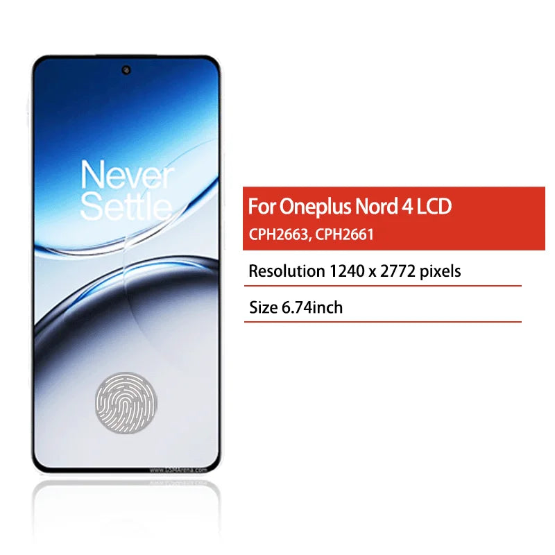 6.74"AMOLED 120Hz For OnePlus Nord 4 Nord4 CPH2663 CPH2661 LCD Touch Screen Digitizer For 1+Nord 4 Nord4 Display Screen  OnePlus phone repair parts