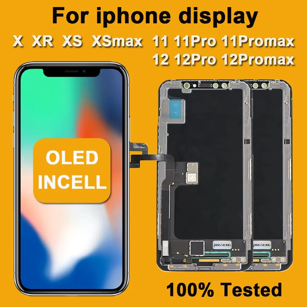 AAA+++ OLED For iPhone X XR Max XS LCD Incell For iphone 11 12 13 Pro Max 13 Mini 14 Plus OLED Display Screen Digitizer Assembly iPhone phone repair parts
