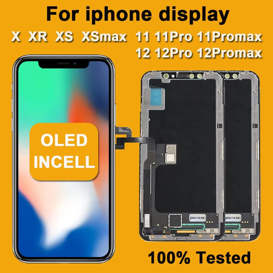 AAA+++ OLED For iPhone X XR Max XS LCD Incell For iphone 11 12 13 Pro Max 13 Mini 14 Plus OLED Display Screen Digitizer Assembly iPhone phone repair parts