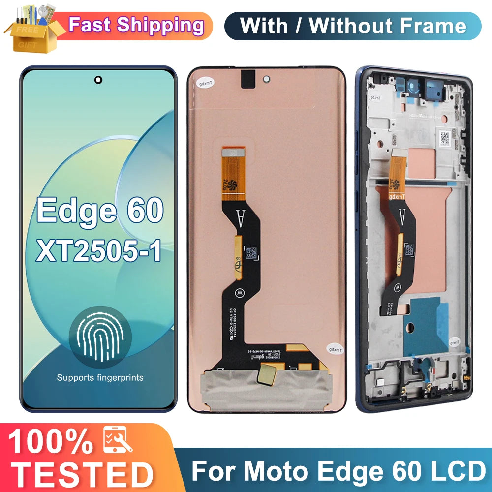 Amoled For Motorola Edge 60 LCD Touch Panel Digitizer Assembly Replacement LCD With Frame XT2505-1, XT2505-4 LCD Display Screen Motorola phone repair parts