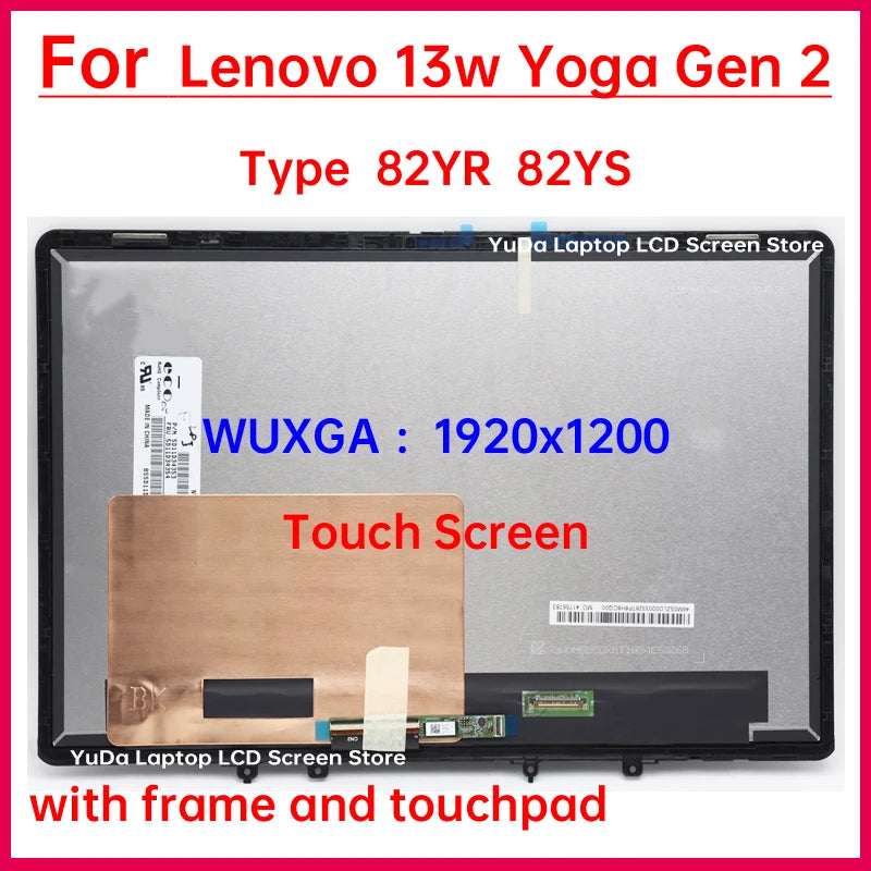 13.3" Touch Screen For Lenovo 13w Yoga Gen 2 Type 82YR 82YS LCD Display Digitizer + Frame Assembly Replacement WUXGA 1920x1200 Lenovo laptop repair parts