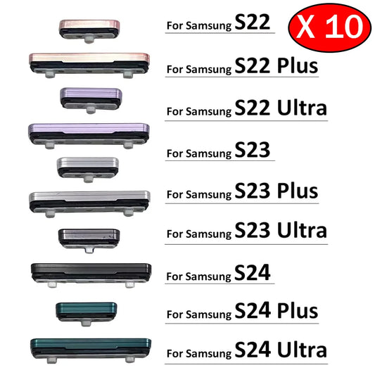 10Pcs，SIde Volume Button + Power ON / OFF Buttton Key Set For Samsung S22 S23 S24 Plus Ultra 5G Replacement Parts Samsung phone repair parts