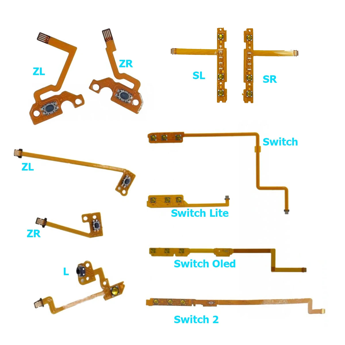 1/5PCS ZL ZR L SL/SR Button Key Flex Cable for NS Joycon Volume ON/OFF Power Switch Ribbon Cable for Switch 2/Switch/Lite/OLED Game console repair parts