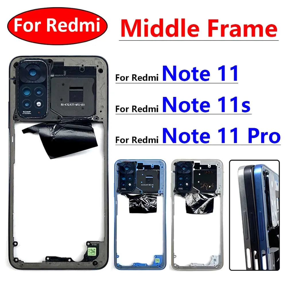 For Xiaomi Redmi Note 11 4G / Note 11s / Note 11 Pro 5G Middle Frame Bezel Middle Plate Replacement Parts Black / Blue  Xiaomi  Xiao mi phone repair parts