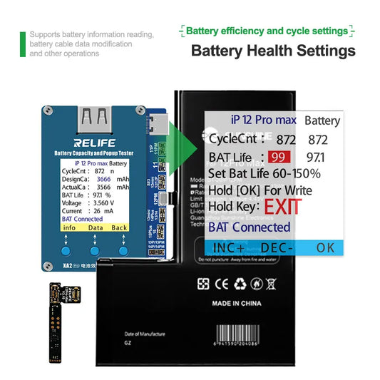 OSS W09 Pro RELIFE XA2 Battery Efficiency Pop-up Tester For iPhone 11-15 Series Solve Window Pop-up Modify Battery Efficiency Professional Repair Tools