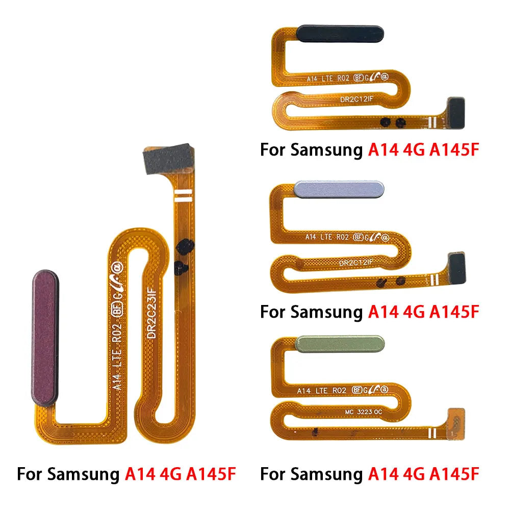10Pcs, For Samsung A14 4G 5G A145F A145P A146B A146P Fingerprint Sensor Home Return Key Menu Button Flex Cable Samsung phone repair parts