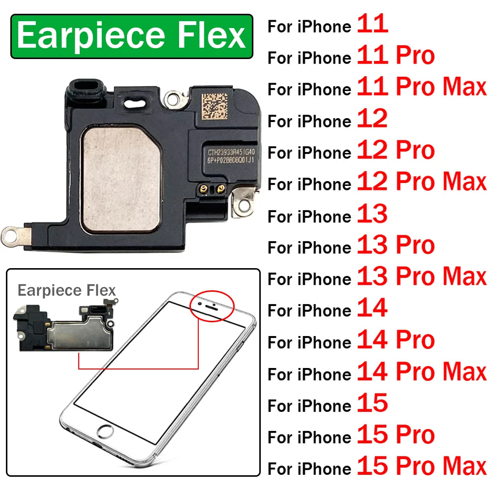 New Ear Speaker Earpiece For iPhone 11 12 13 14 15 Pro 11Pro 12Pro 13Pro 14Pro Max Sound Flex Cable Replacement Repair Parts iPhone phone repair parts