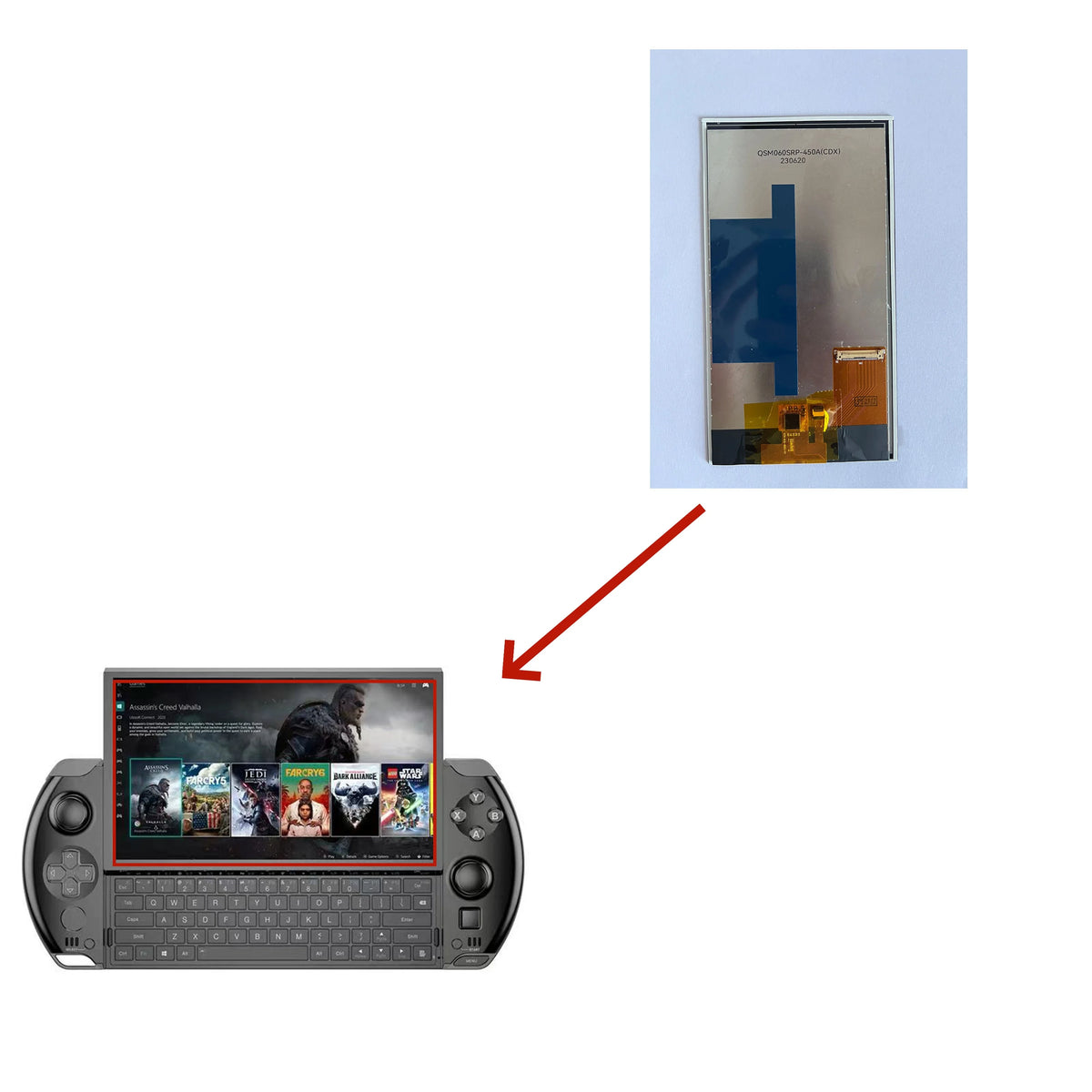For GPD win 4 LCD Display With Touch Screen Digitizer Assembly Repair Parts Replacement Game console repair parts