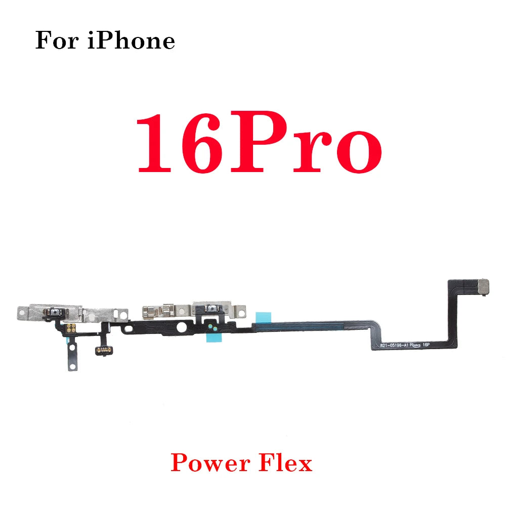 1Pcs Power Flex Cable for iPhone 15 16  Pro Max Plus  Volume Flex Ribbon Tape Side Button  Parts iPhone phone repair parts