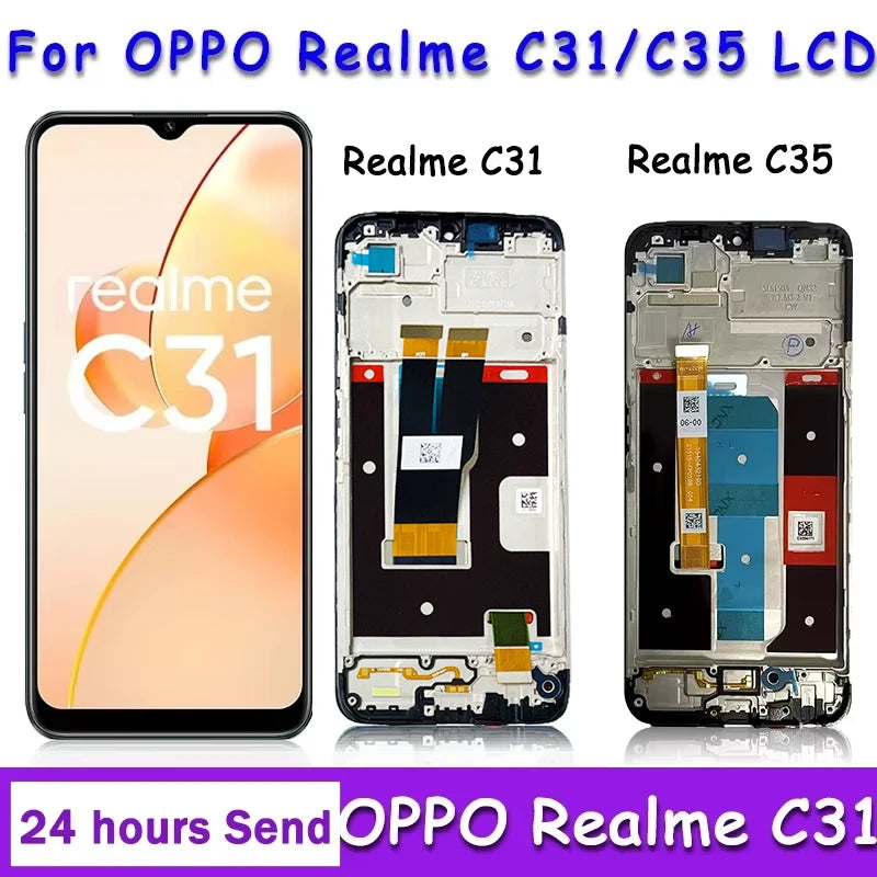 AAA Quality For OPPO Realme C31 C35 LCD RMX3501 RMX3511 Display Screen Touch Panel Digitizer with Frame For Realme C31 C35 LCD Oppo phone repair parts Realme phone repair parts