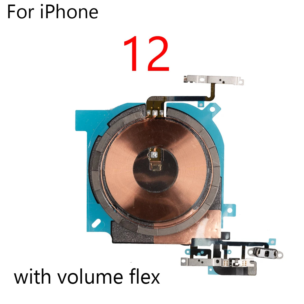 NFC Chip For iPhone 12 Mini Pro Max Wireless Charging Charger Panel Coil Sticker With Volume Button Flex Cable iPhone phone repair parts