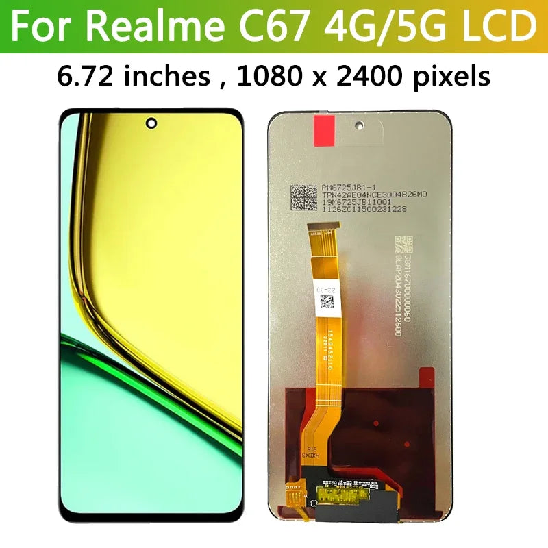 6.72" High Quality For Oppo Realme C67 4G/C67 5G RMX3890 LCD Display Screen+Touch Panel Digitizer Assembly Oppo phone repair parts Realme phone repair parts