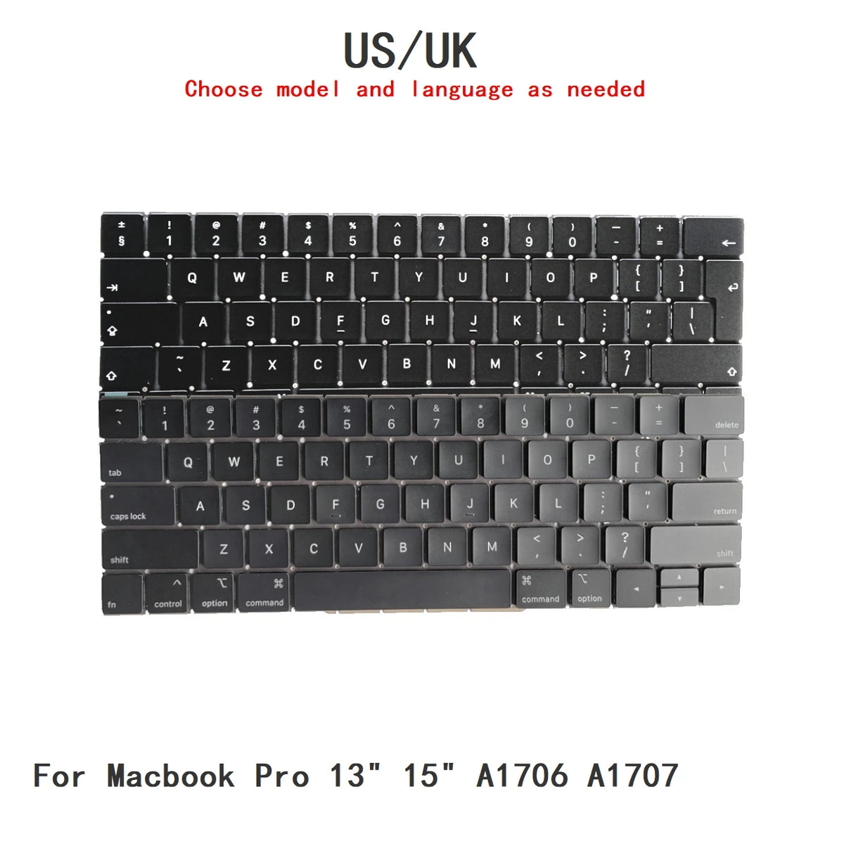 New US UK Language  Backlit Keyboard For Apple Macbook Pro 13" 15" A1706 A1707 Notebook PC Replacement Keyboard MACBOOK laptop repair parts