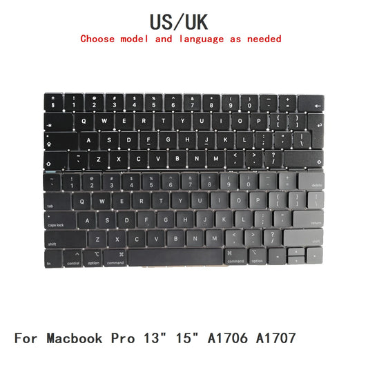 New US UK Language  Backlit Keyboard For Apple Macbook Pro 13" 15" A1706 A1707 Notebook PC Replacement Keyboard MACBOOK laptop repair parts