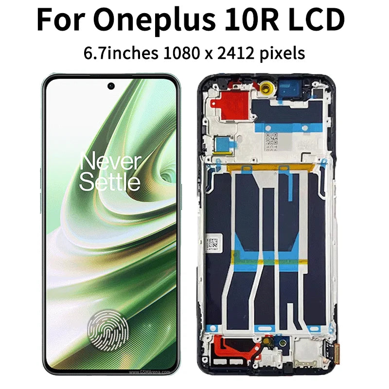 6.7"AMOLED For Oneplus 10R LCD Display Touch Screen Digitizer Panel Assembly 1+10R Display CPH2411 Screen With Frame  OnePlus phone repair parts