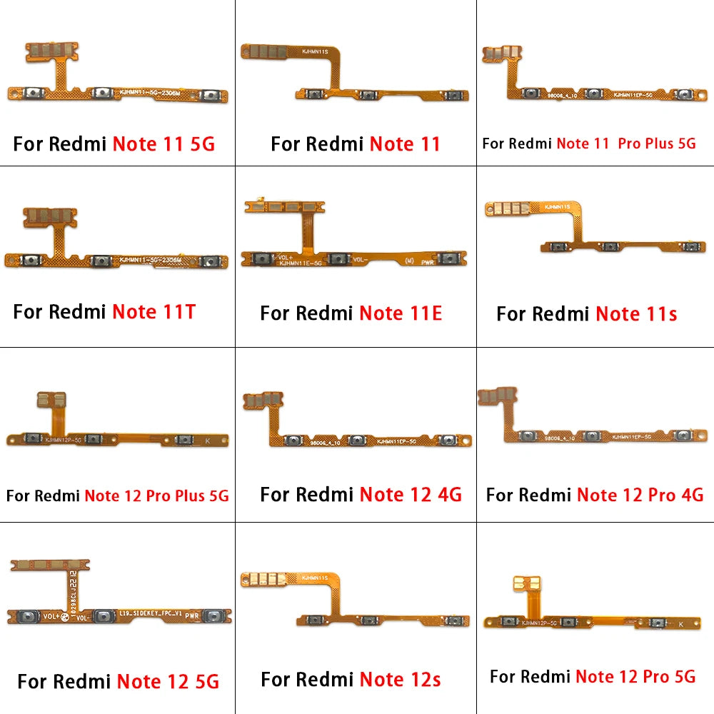 Power On Off Volume Side Button Key Flex Cable For Xiaomi Redmi Note 10 10s 11 11s 11T 11E 12 12s 13 Pro Plus 4G 5G　  Xiaomi  Xiao mi phone repair parts