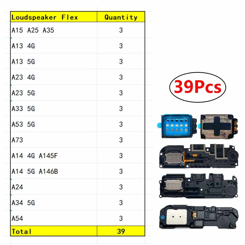 26Pcs, Loud Speaker Buzzer Ringer Loudspeaker Flex Cable For Samsung A15 A25 A35 A13 A23 A33 A53 A73 A14 A24 A34 A54 4G 5G Samsung phone repair parts