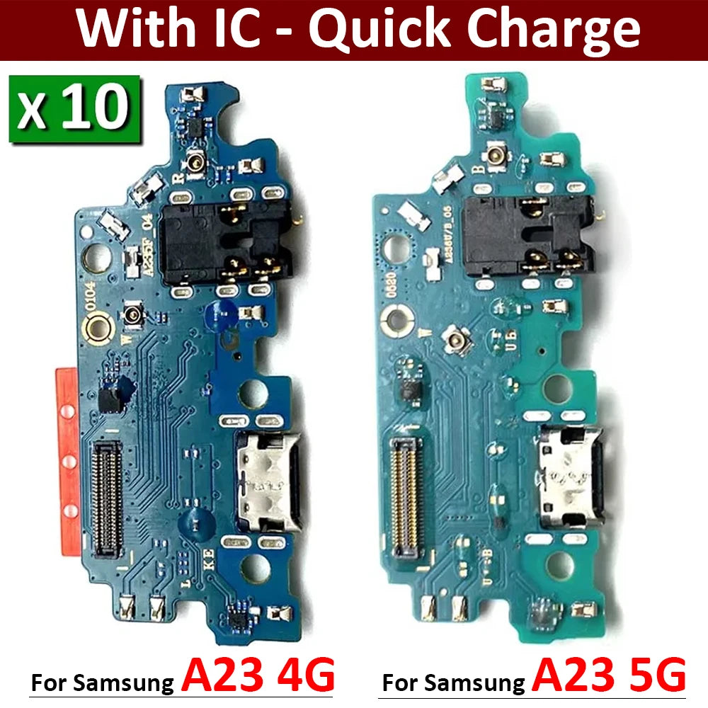 10Pcs, For Samsung A23 4G 5G A235 A235F A236 A236F USB Charging Port Microphone Dock Connector Board Flex Cable Repair Parts Samsung phone repair parts