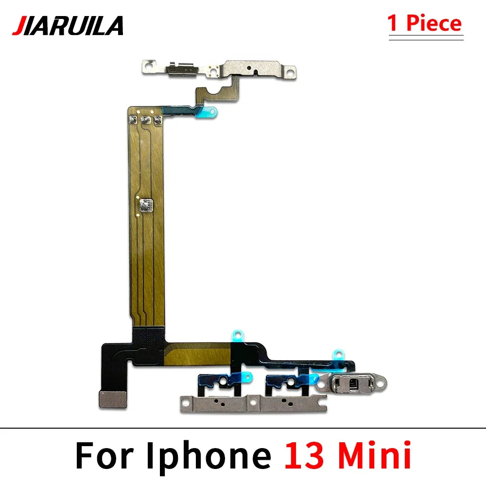 Power On Off Flex For IPhone 13 14 15 Pro Max Plus Mini Volume Up Down Side Button Key Ribbon Flex Cable With Metal iPhone phone repair parts
