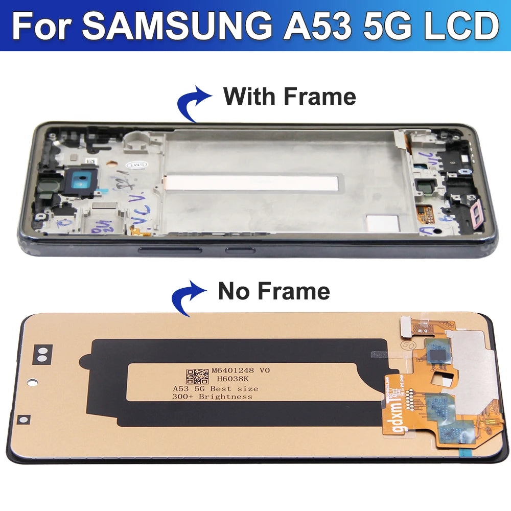 6.5'' tft A53 5G Screen Replacement, for Samsung Galaxy A53 5G A536 A536B A5360 Lcd Display Digital Touch Screen with Frame Samsung phone repair parts