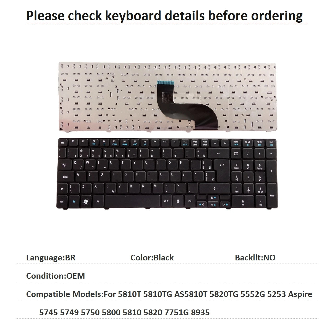 US RU SP BR Keyboard For Acer 5810T 5810TG AS5810T 5820TG 5552G 5253 Aspire 5745 5749 5750 5800 5810 5820 7751G 8935 Acer laptop repair parts