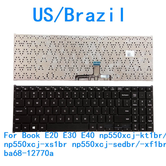 New US Brazil Keyboard For Samsung Book E20 E30 E40 np550xcj-kt1br/-kt2br np550xcj-xs1br np550xcj-sedbr/-xf1br ba68-12770a SAMSUNG laptop repair parts