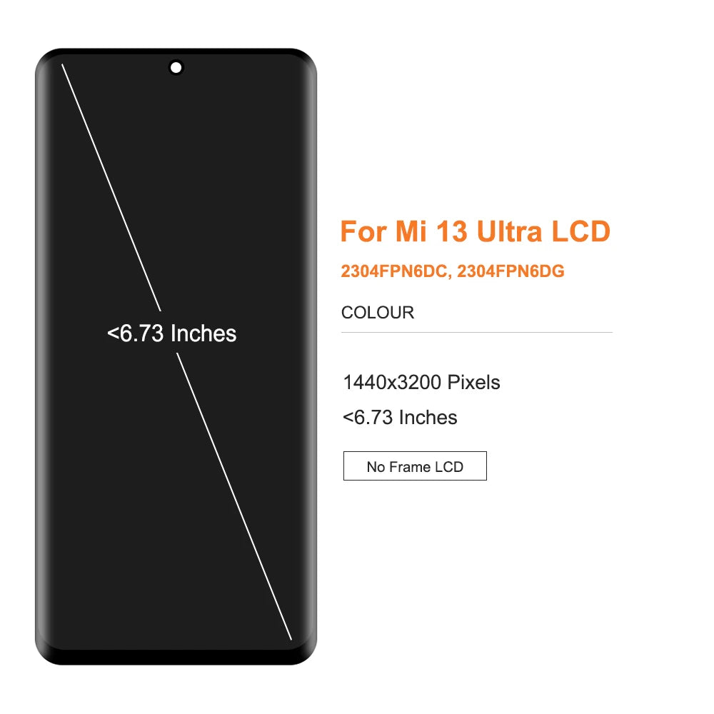 OLED For Xiaomi 13 Ultra 2304FPN6DC 2304FPN6DG LCD Display Touch Screen Digitizer For Xiaomi 13 Ultra  Display Replacement ﻿ Xiaomi phone repair parts