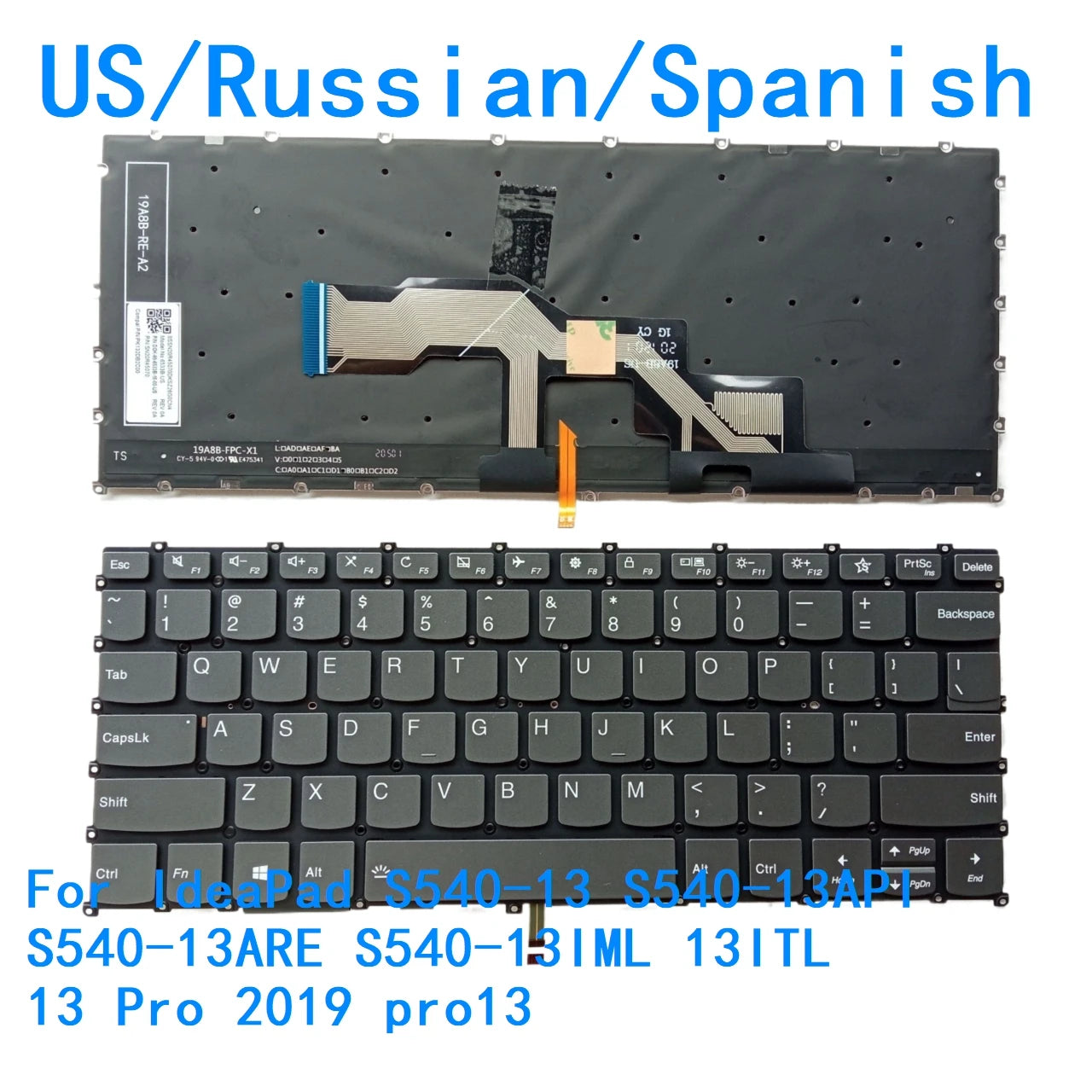 New US Russian Spanish Backlit Keyboard For Lenovo IdeaPad S540-13 S540-13API S540-13ARE S540-13IML 13ITL 13 Pro 2019 pro13 Lenovo laptop repair parts