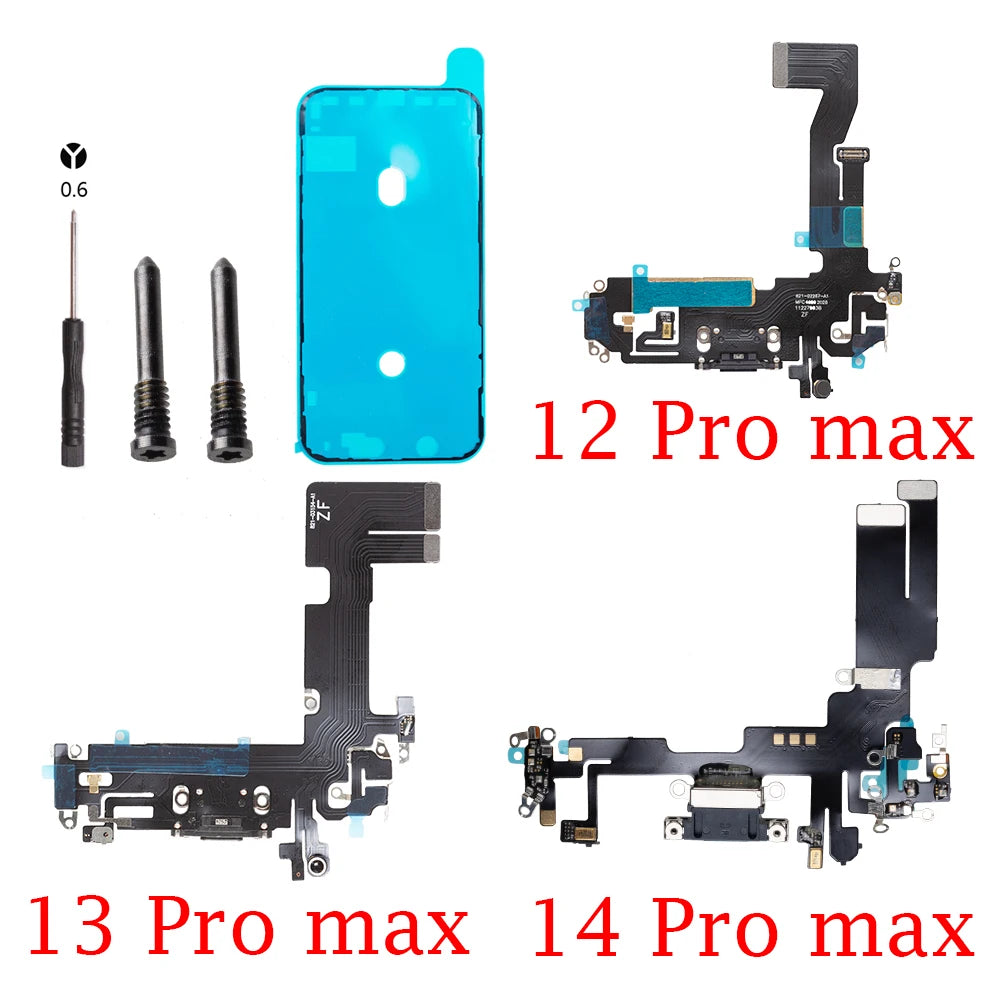 Charging USB Port Flex For iPhone 11 14 Pro Max 12 13Pro Charging Port Dock Connector Flex Cable With MicroPhone Jack Flex Cable iPhone phone repair parts