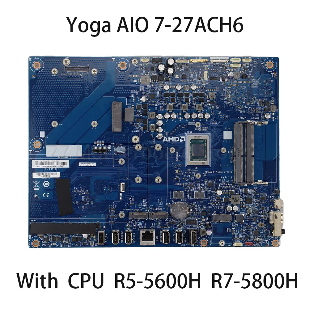 Laptop Motherboard For Lenovo Yoga AIO 7-27ACH6 With CPU R5-5600H R7-5800H Motherboard 100% test Lenovo laptop repair parts