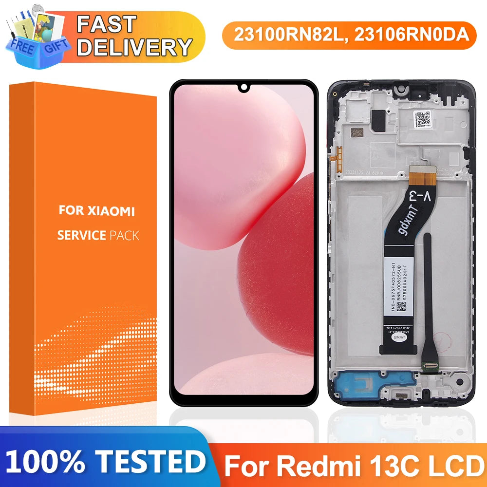 6.74" For Xiaomi Redmi 13C LCD Touch Screen Digitizer Assembly For Redmi 13C Display 23108RN04Y 23106RN0DA Replace Panel Parts Xiaomi phone repair parts