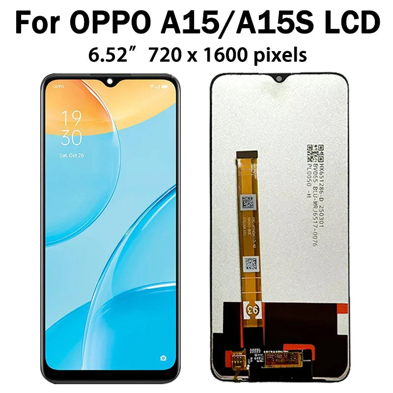 6.52" High Quality For Oppo A15 A15s LCD Display CPH2185 CPH2179 Touch Screen Digitizer Assembly Replacement With Frame Oppo phone repair parts Realme phone repair parts