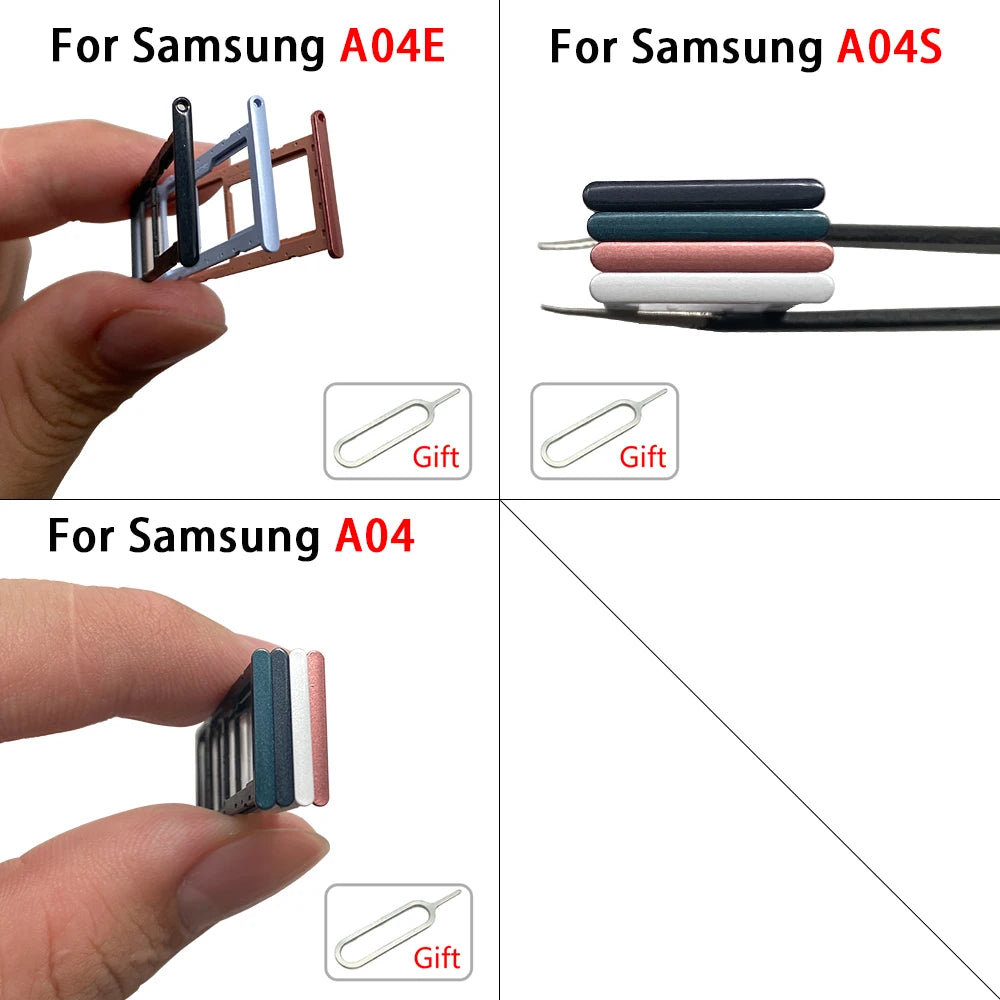 50Pcs, Dual SIM Card Slot SD Card Tray Holder Adapter For Samsung A01 A11 A12 A02 A02s A03s A03 Core A04 A04s A04E Samsung phone repair parts