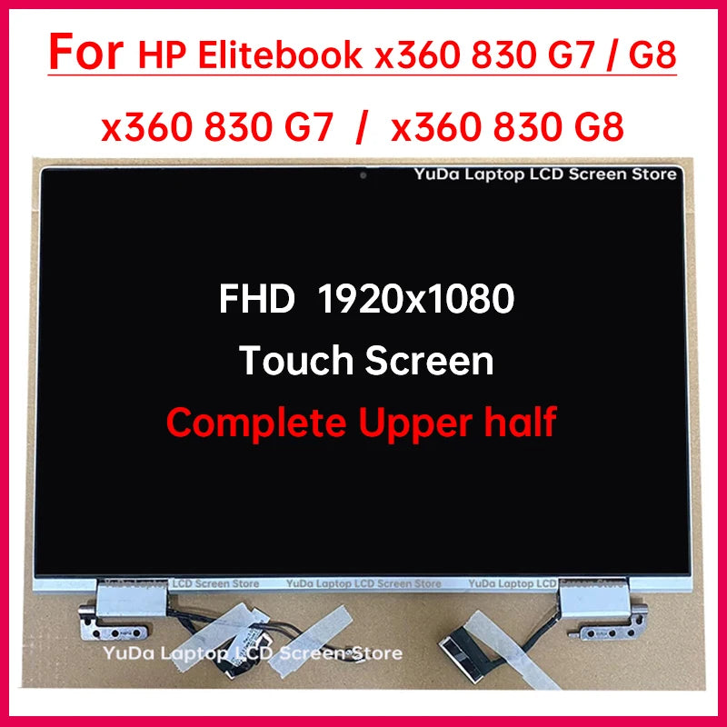 13.3 Inch Laptop LCD Touch Screen For HP Elitebook x360 830 G7 830 G8 Display Complete assembly Replacement Upper half 1920x1080 HP laptop repair parts