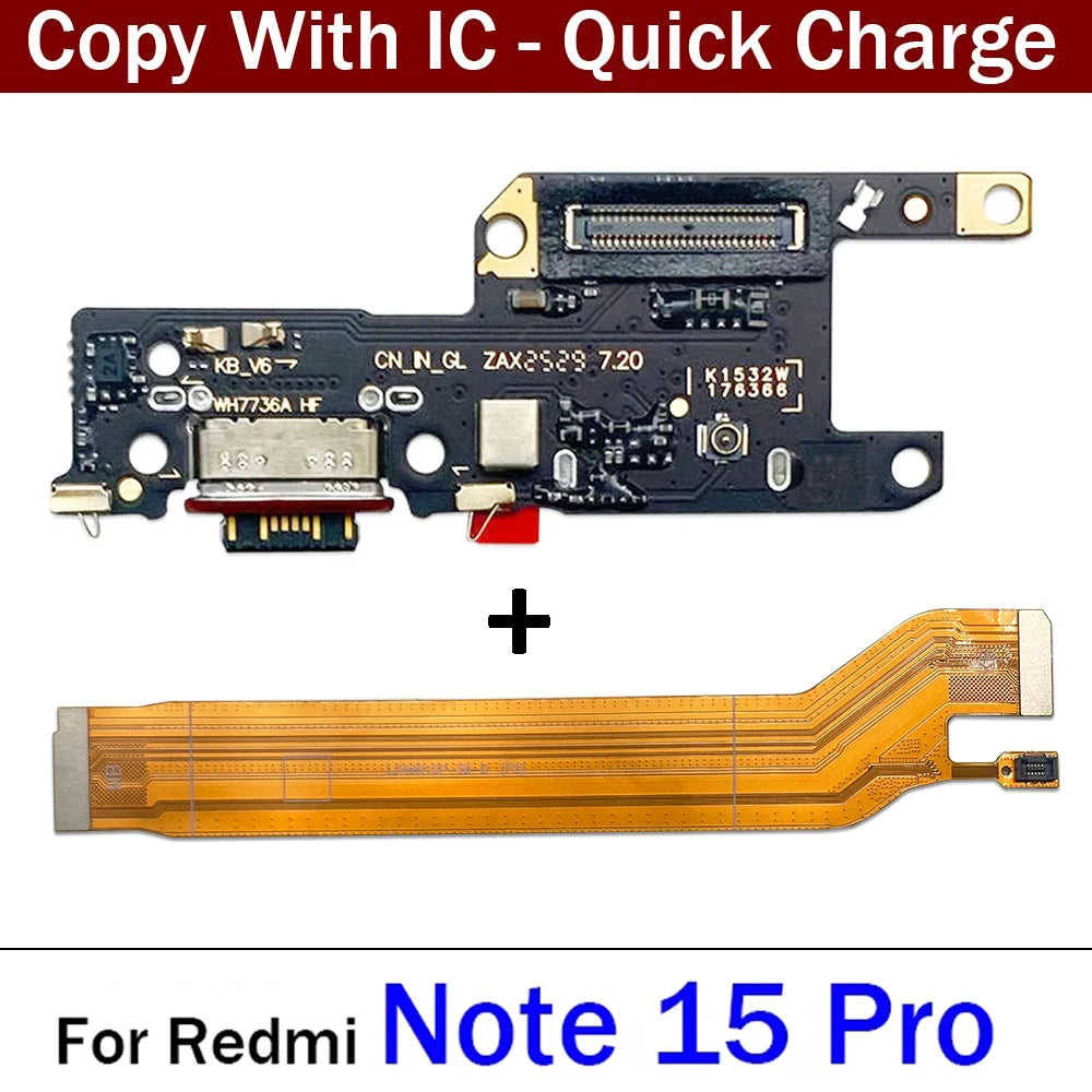 Dock Connector Micro USB Charger Charging Port Microphone Main Board Flex Cable For XIaomi Redmi Note 15 Pro Plus 4G 5G  Xiaomi  Xiao mi phone repair parts