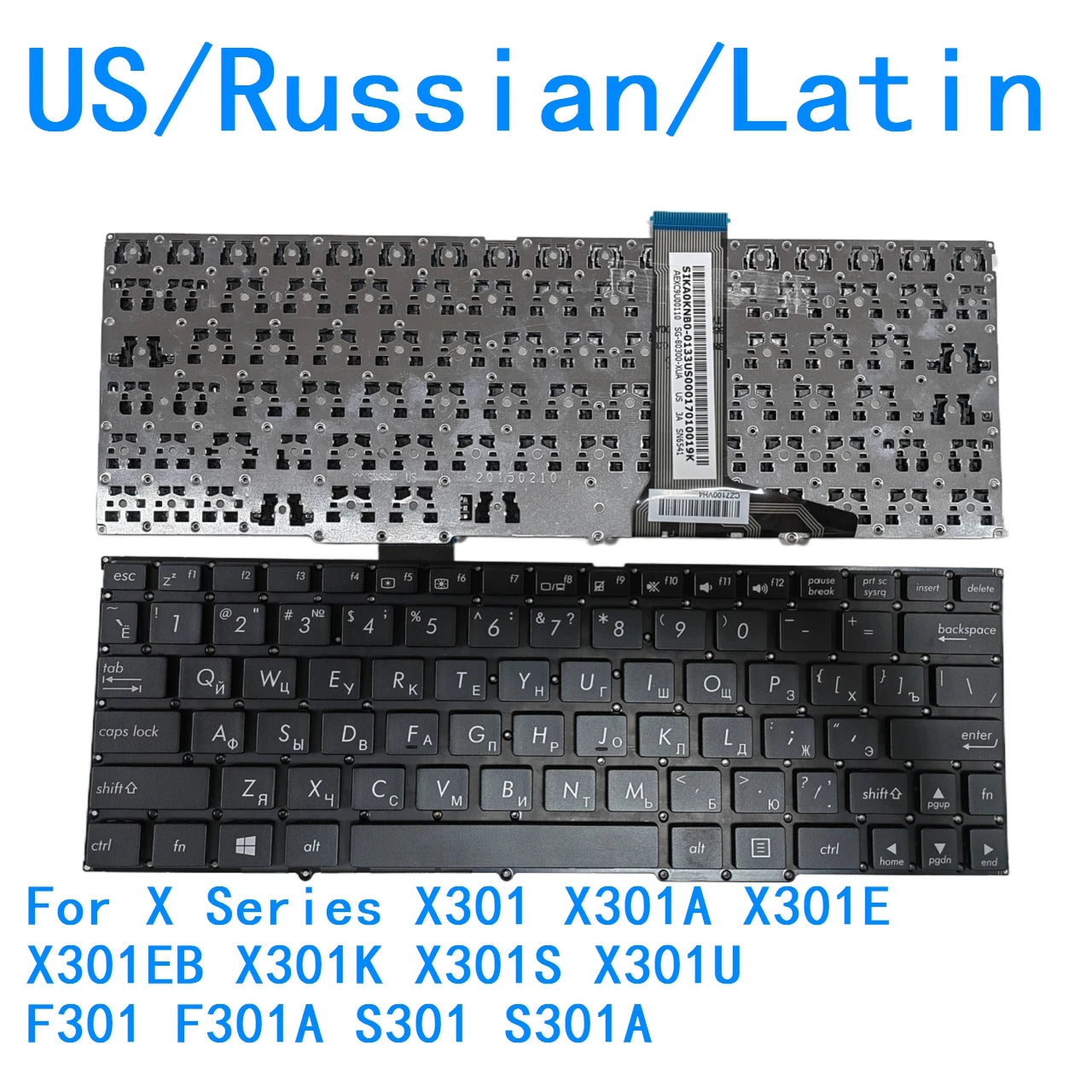 New US Russian Latin language  Keyboard For ASUS X Series X301 X301A X301E X301EB X301K X301S X301U F301 F301A S301 S301A ASUS laptop repair parts