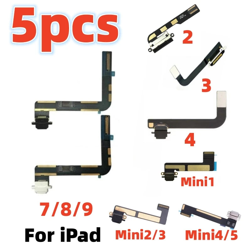 AliSunny 5pcs Charging Port  Flex Cable for iPad 7 8 9 10inch 5 6 Air Mini 2 3 4 A1474  A1475  Charger USB Dock iPad tablet repair parts