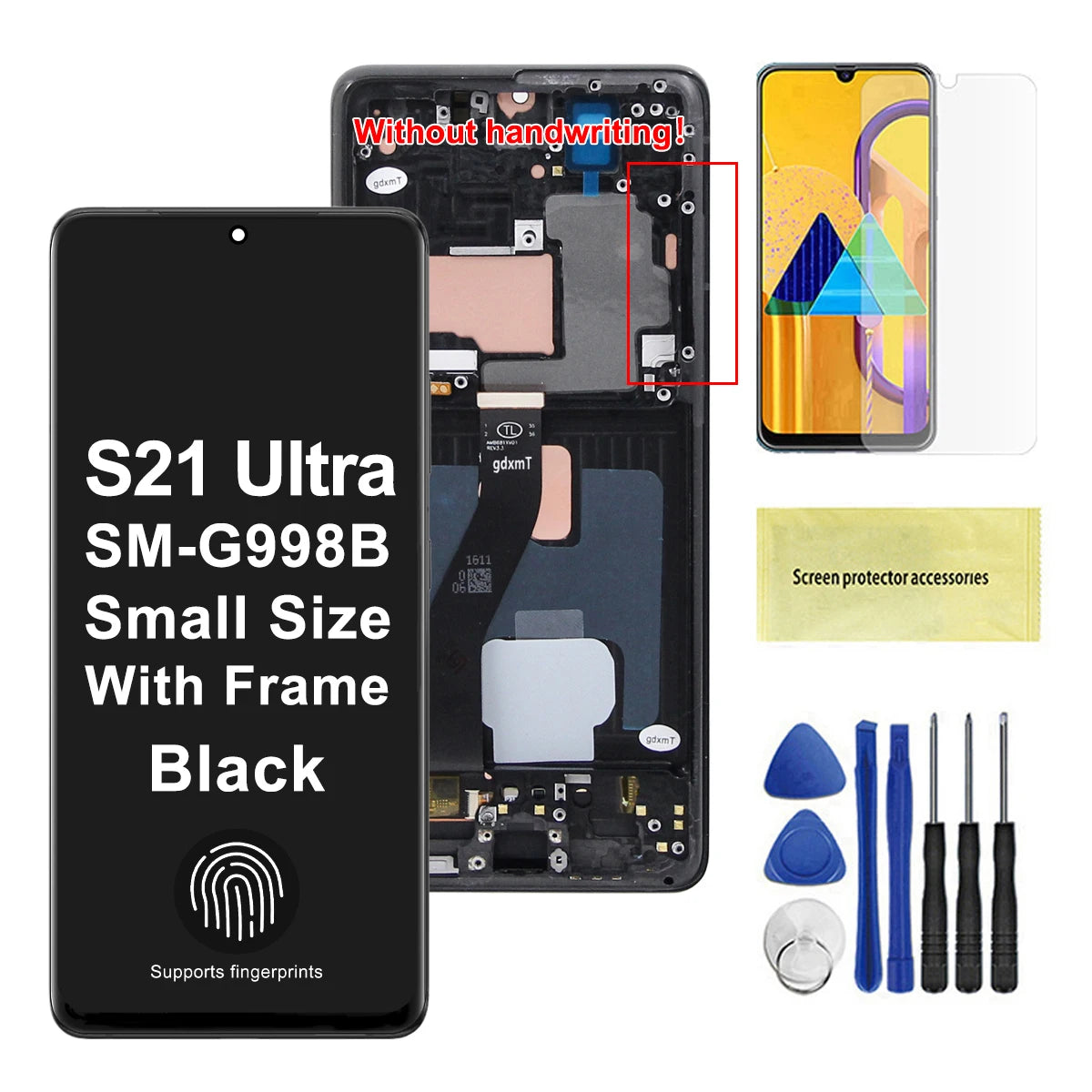 AMOLED S21 Ultra Screen Assembly for Samsung Galaxy S21 Ultra 5G G998B G998B/DS Lcd Display Touch Screen with Fingerprints Samsung phone repair parts